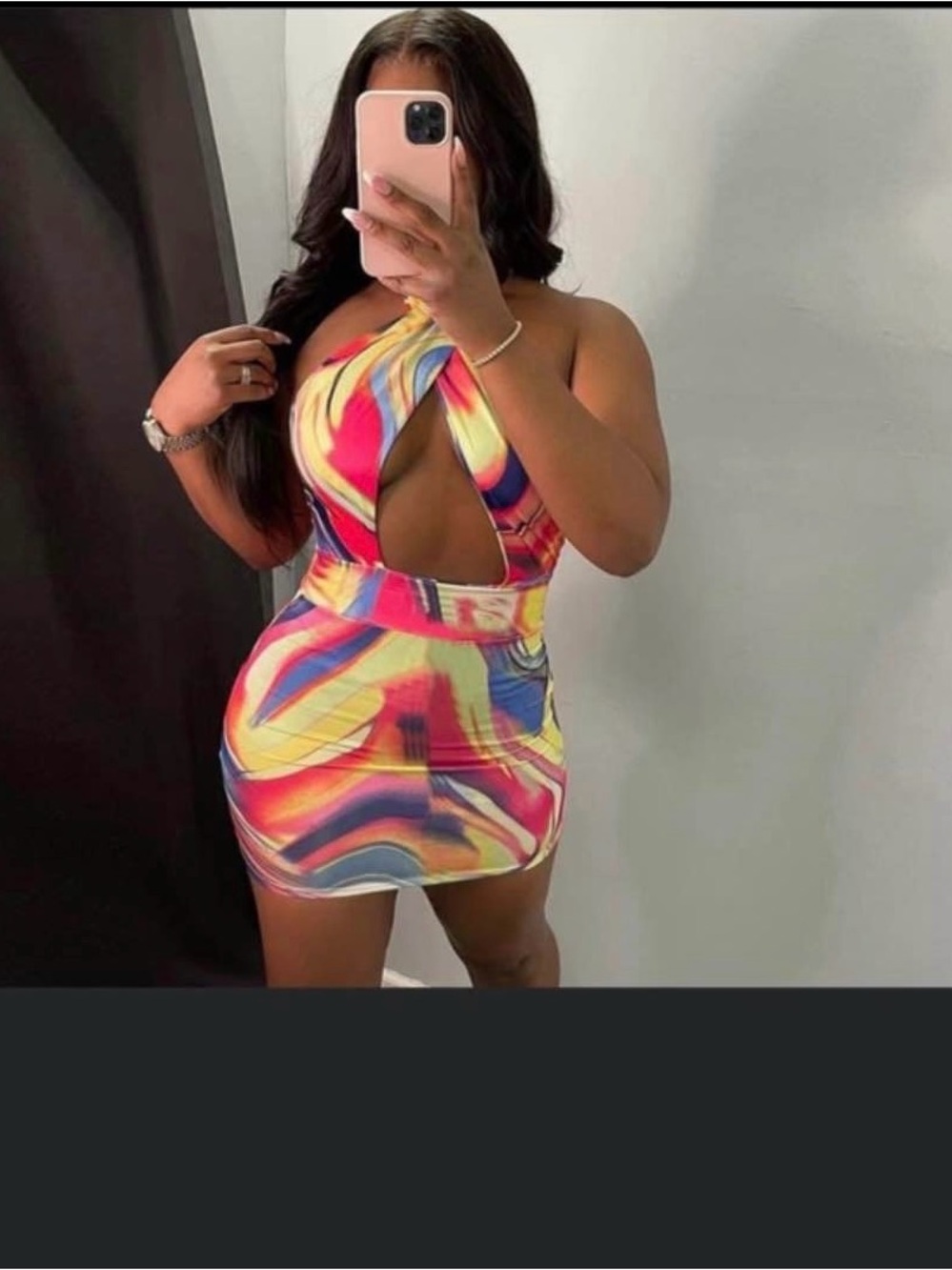 Vibrant Multi-Color Cutout Bodycon Dress